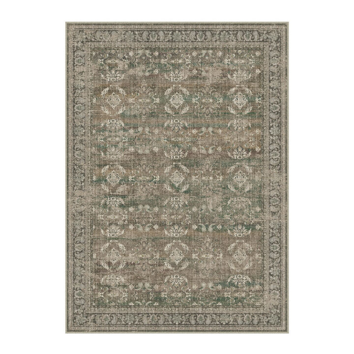 HomeRoots Floral Medallion Distressed Washable Area Rug