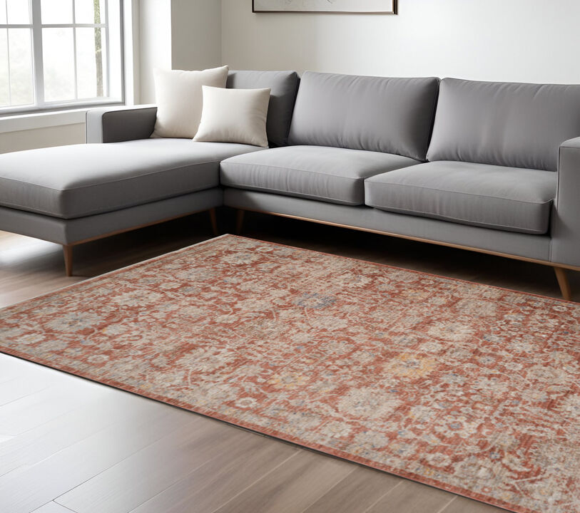 HomeRoots Floral Medallion Area Rug With Fringe