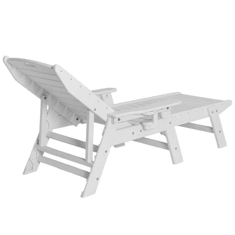 Outdoor Chaise Lounge Chair, 6-Position Adjustable HDPE Recliner with Cup Holder image number 8