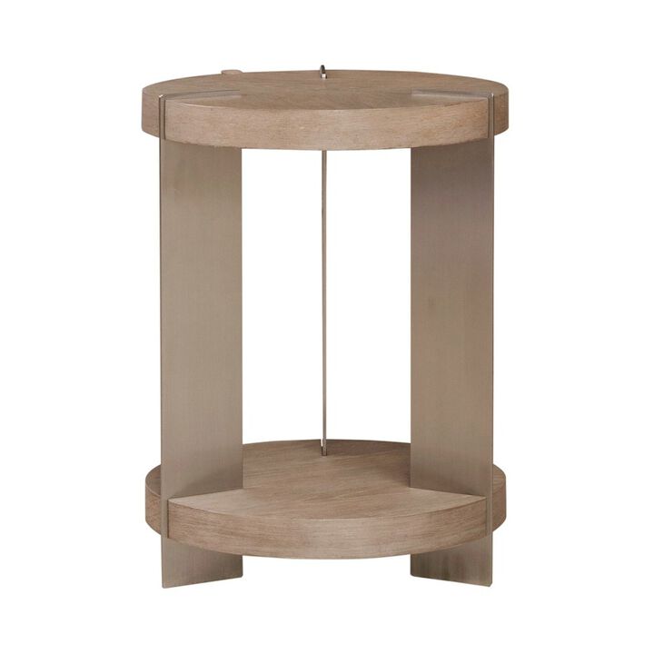 Liberty Furniture Harlow Living Room Chairside Table  - Sandstone & Satin Nickel
