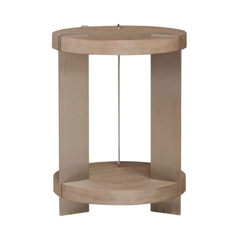Liberty Furniture Harlow Living Room Chairside Table  - Sandstone & Satin Nickel image number 0