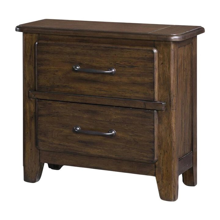 FurniFact Spice Brown Nightstand with Two Drawers and Contemporary Finish