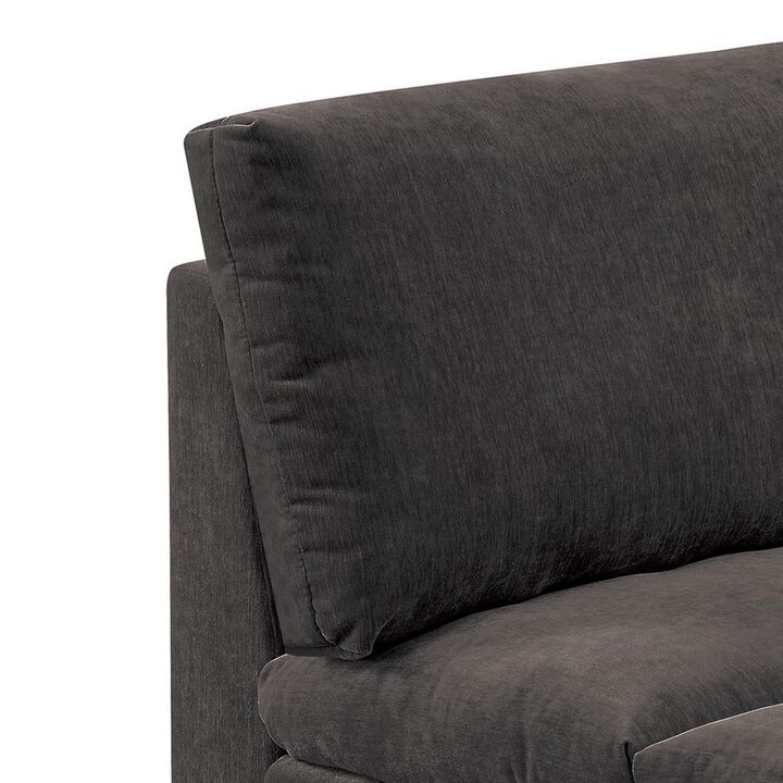 Luna 35 Inch Modular Armless Chair, 3 Layer Plush Cushion Seat, Dark Gray-Benzara