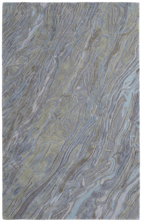 HomeRoots 5' X 8' Blue Green And Gray Abstract Hand Tufted Area Rug