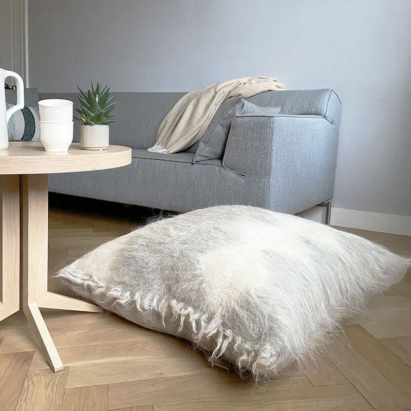 Floor cushion 100% wool diamond grey image number 1