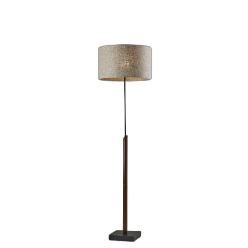 Hivvago 63" Beige And Black Floor Lamp With Beige Fabric Drum Shade