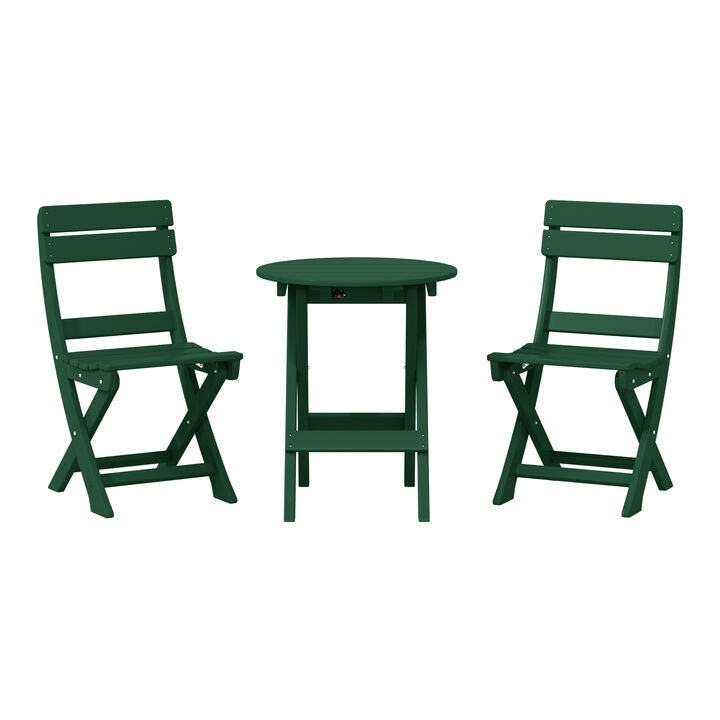 WestinTrends 3-Piece Outdoor HDPE Folding Patio Bistro Table and Chairs