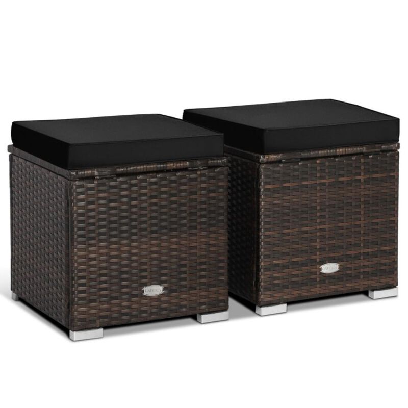 Hivvago 2 Pieces Patio Ottoman with Hidden Storage Space