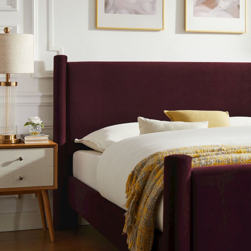 Rael Performance Velvet Full Platform Bed image number 8