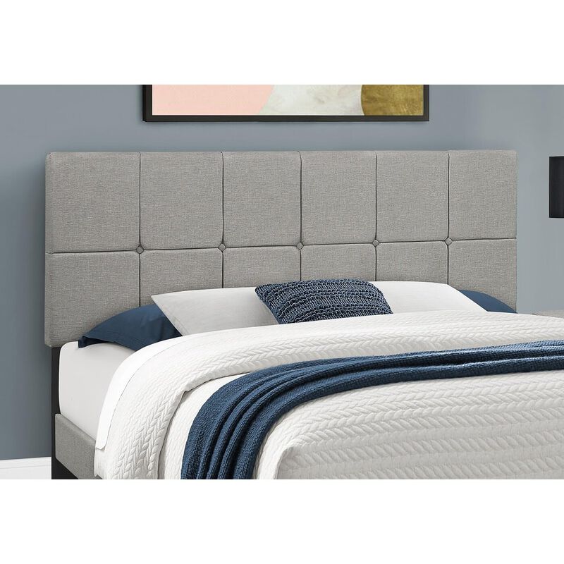 Monarch Specialties I 5605Q Bed, Queen Size, Platform, Bedroom, Frame, Upholstered, Linen Look, Wood Legs, Beige, Black, Transitional image number 4