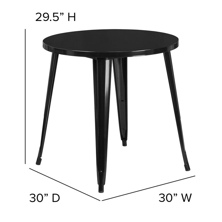 Flash Furniture Jeffrey Commercial Grade 30" Round Black Metal Indoor-Outdoor Table