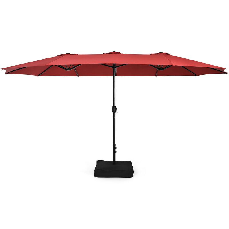Double-Sided Patio Umbrella with Crank Handle and Base image number 4