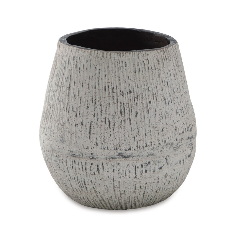 Mony 10 Inch Tabletop Decorative Flower Vase, Home Accessory, White Brown - Benzara