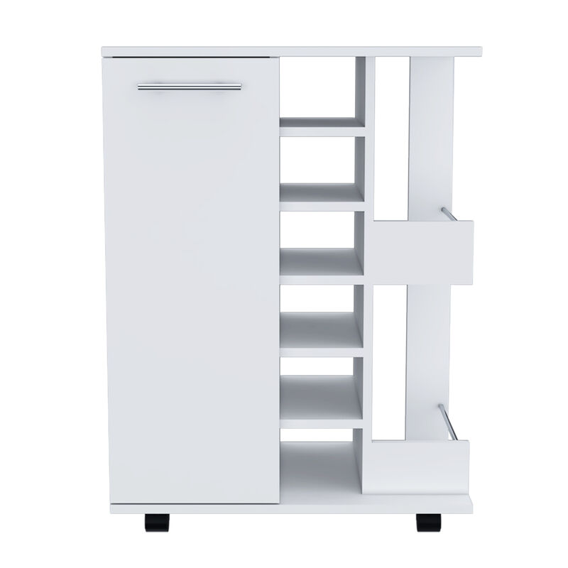 Streamdale Bartlet 2-Shelf 6-Bottle Bar Cart With Division White image number 3