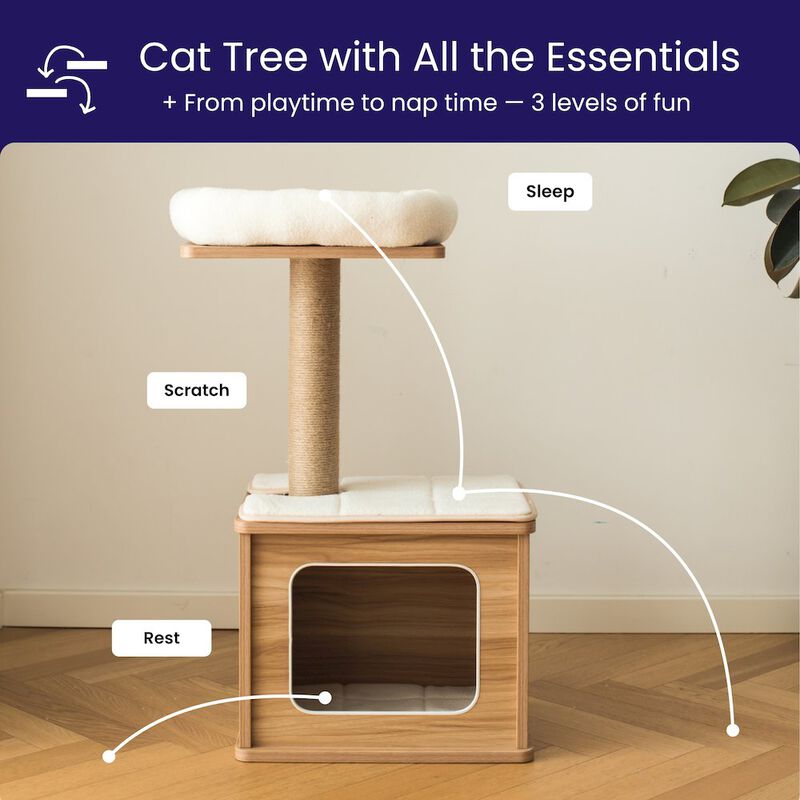 Catry Cedar 3-Level 29.7" Cat Tree for Small Cats & Kittens with Replaceable Parts