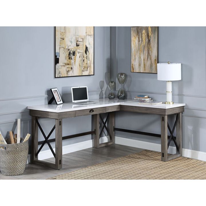 Talmar Writing Desk w/Lift Top in Marble Top & Weathered Gray Finish OF 00056