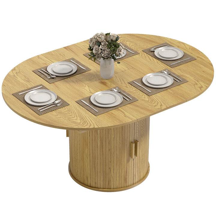 Hivvago Kitchen Dining Table with 2-Tier Storage Shelf