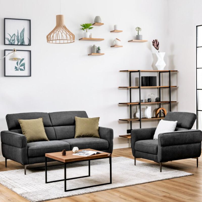 Hivvago Modern Fabric Loveseat Sofa Couch with Adjustable Headrest image number 2