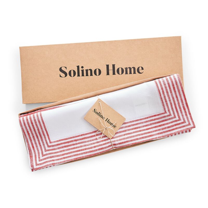 Solino Home Lucca 100% Linen Placemats &ndash; Set of 4, 14 x 19 in, Machine Washable, Holiday and Everyday Dining