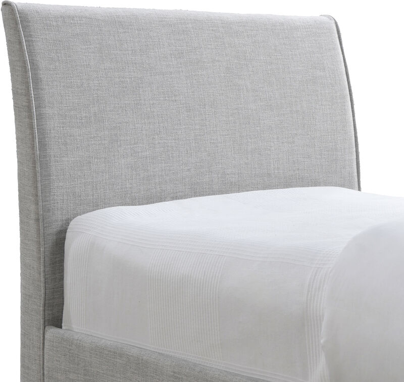 Meridian Furniture Myles Grey Linen Textured Fabric Twin Trundle Bed