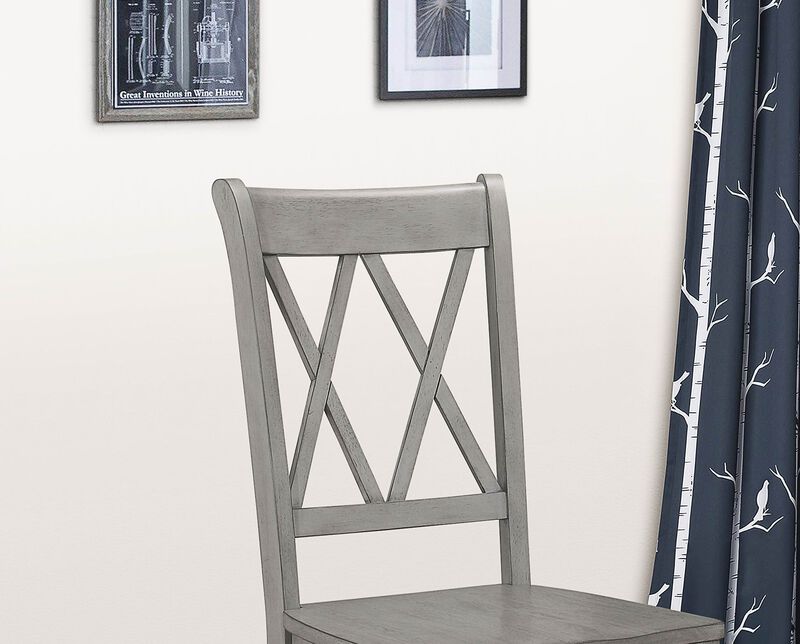 Streamdale Transitional Gray Side Chairs Set, Double-X Design