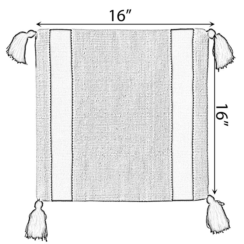 16" Handwoven Cotton Throw Pillow Cover with Side Stripes, Black