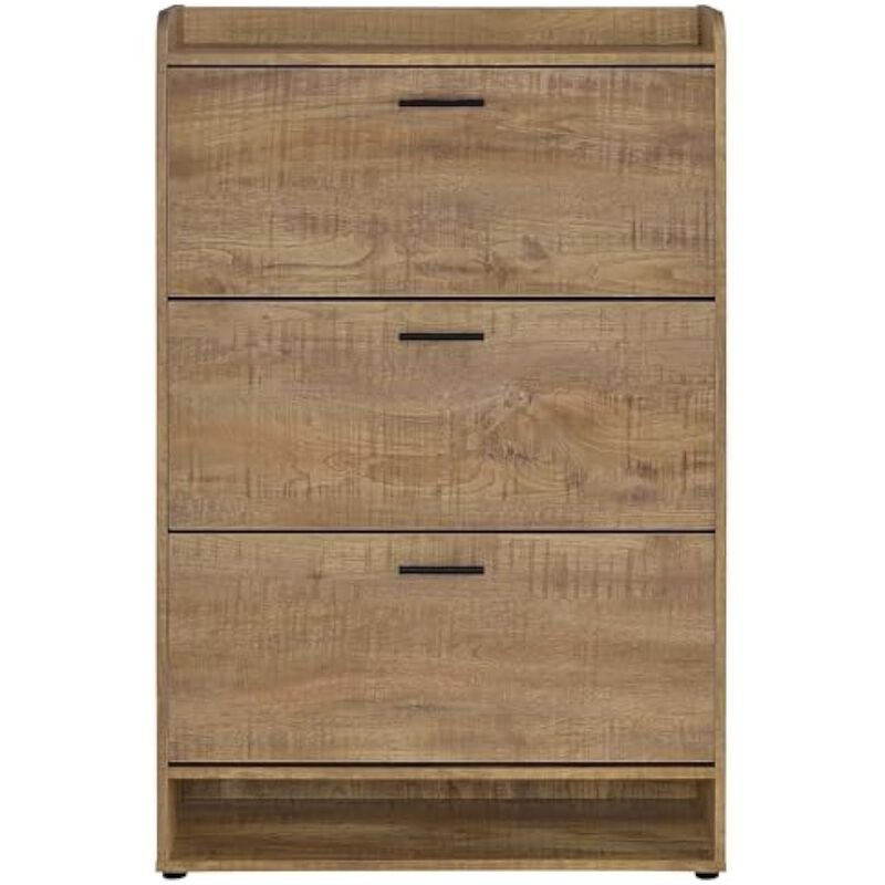 Entryway Wood Shoe Storage Cabinet 3 Tier Flip Drawer 5 Inch image number 3