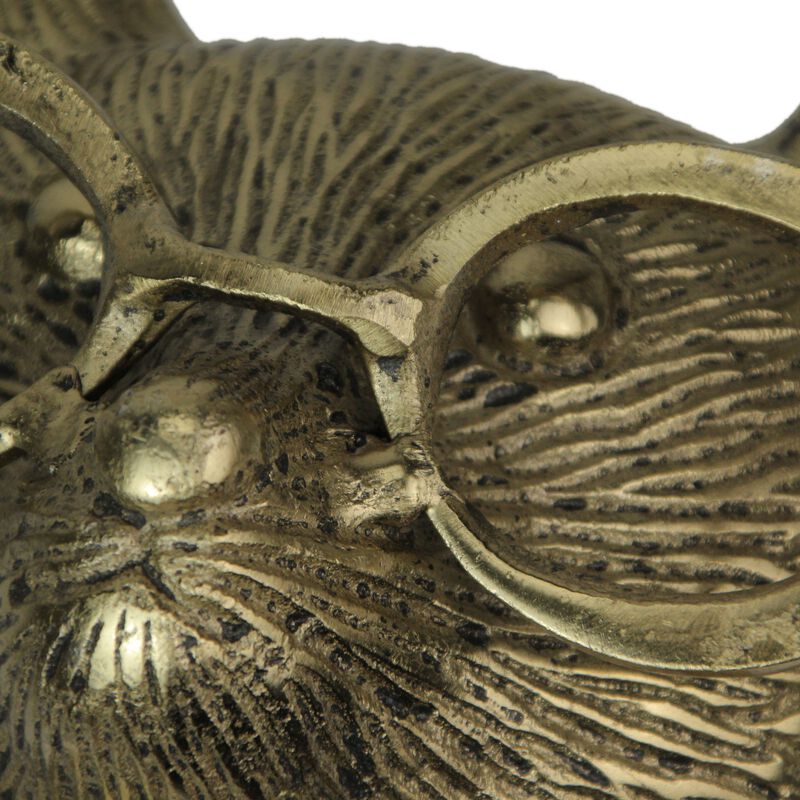Gold Mouse Head Wall Hanging With Spectacles, Quirky Cast Aluminum Wall Decor image number 3