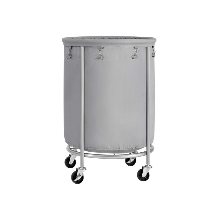 Laundry Basket with Wheels and Removable Bag, Steel Frame, 4 Casters and 2 Brakes