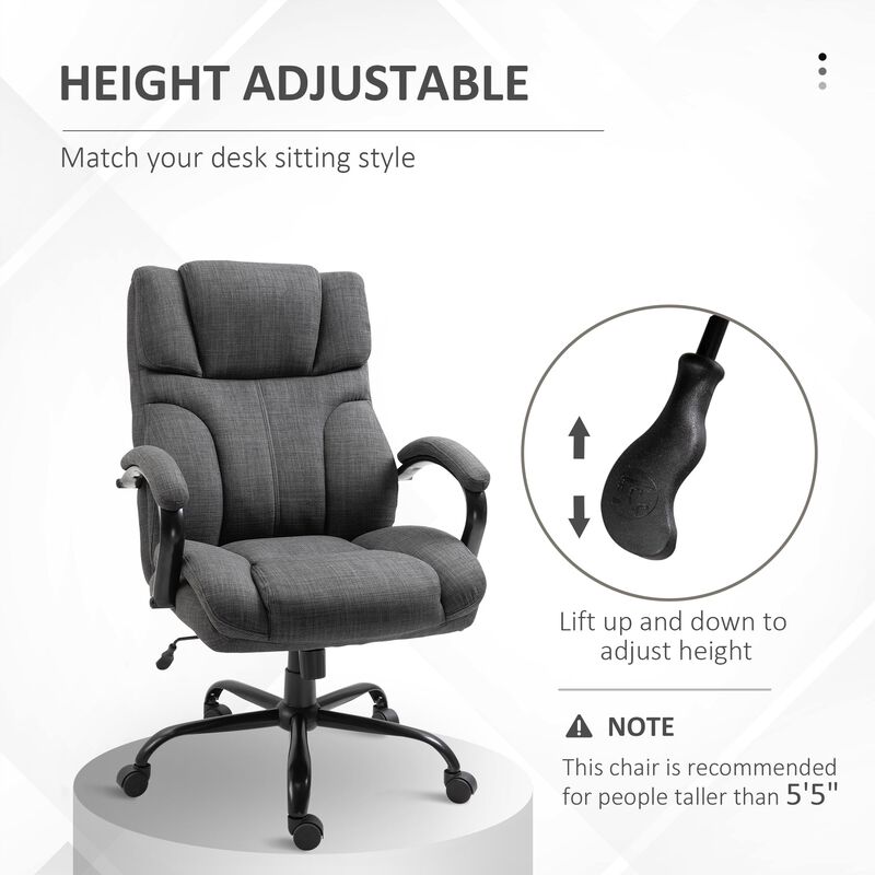 500lbs Big and Tall Office Chair with Wide Seat, Ergonomic Executive Computer Chair with Swivel Wheels and Linen Finish, Dark Grey