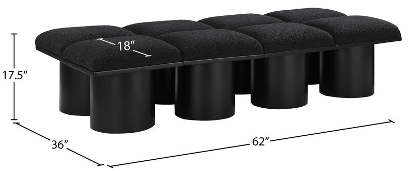 Meridian Furniture Pavilion Black Boucle Fabric Bench