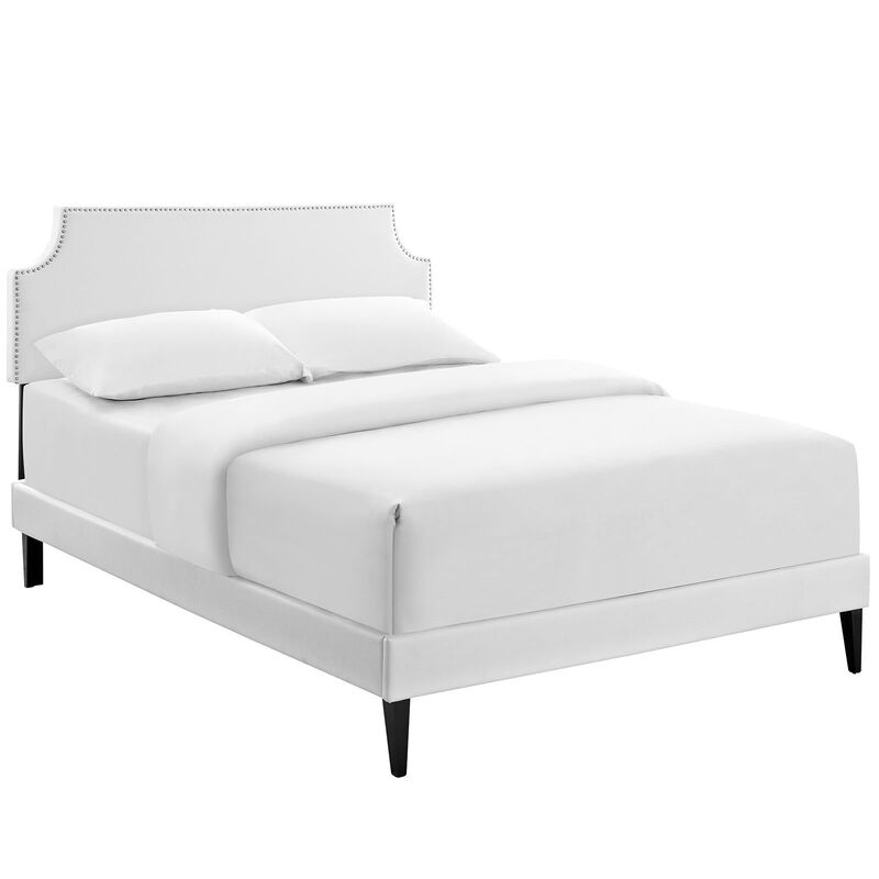 Modway Laura Queen Vinyl Platform Bed with Squared Tapered Legs in White image number 3