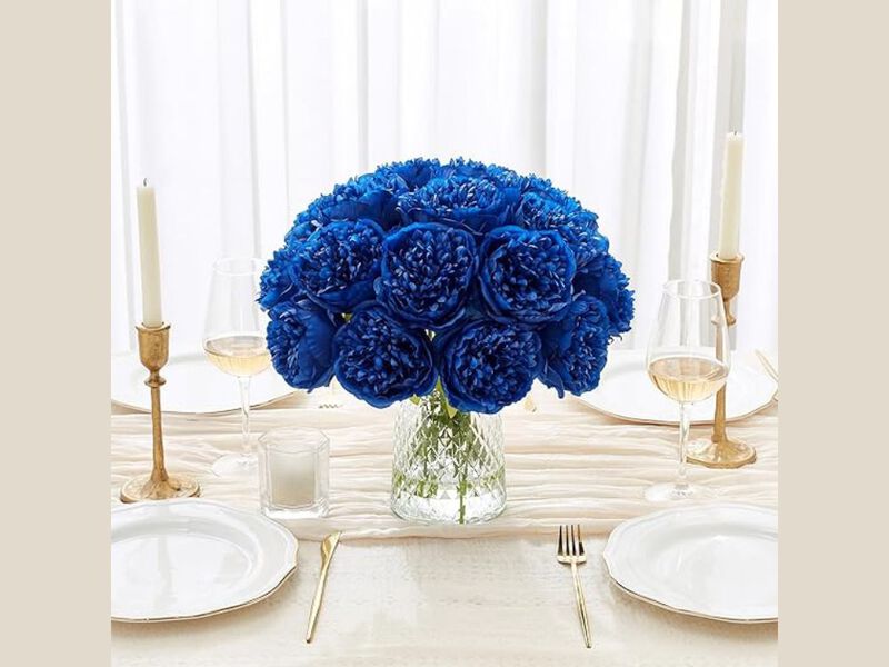 10 Piece Fuchsia Artificial Peony Flower Stems Wedding Centerpiece Decor image number 1