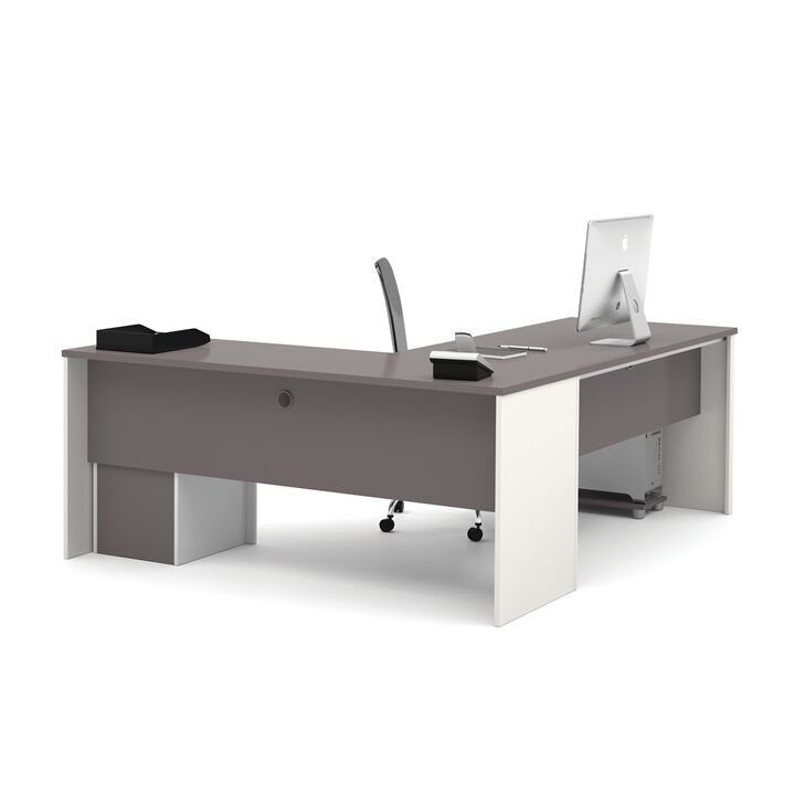 Bestar Connexion L-shaped workstation in Slate & Sandstone
