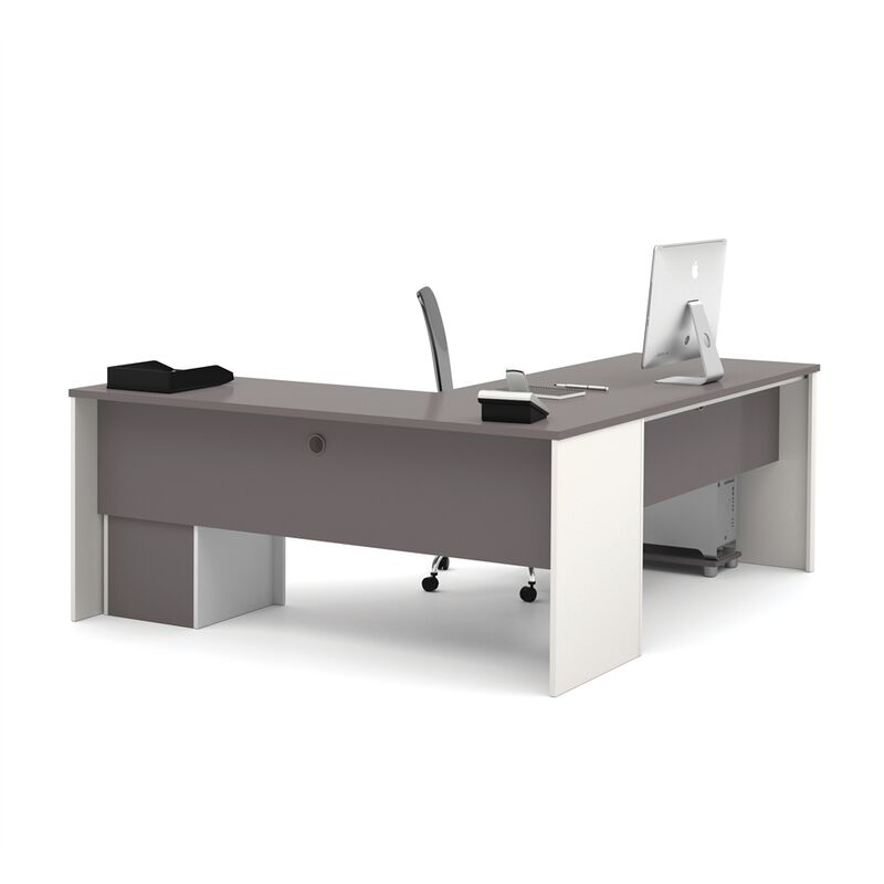 Bestar Connexion L-shaped workstation in Slate & Sandstone
