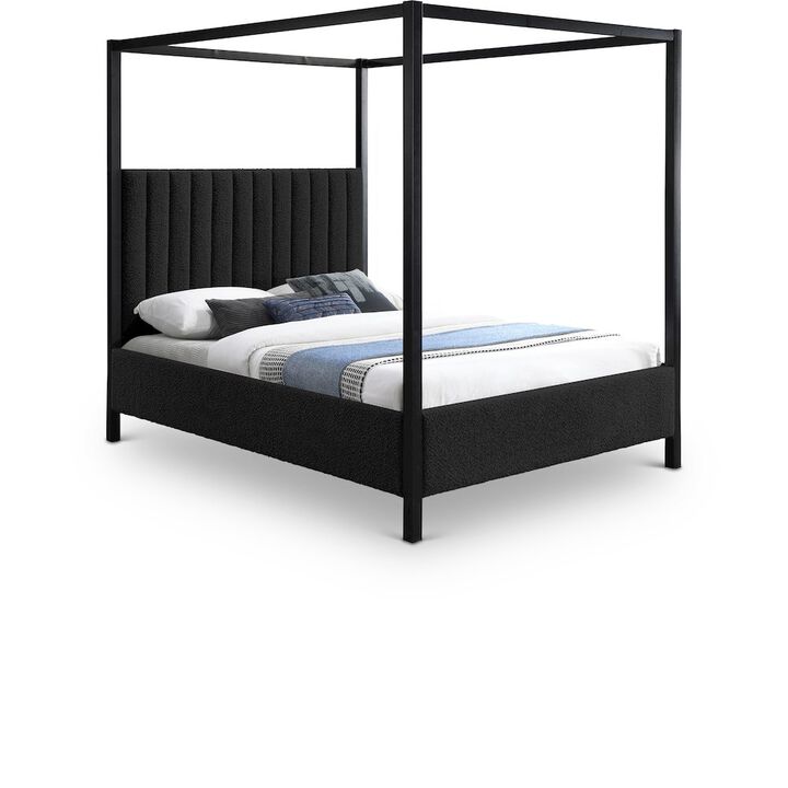 Meridian Furniture Kelly Black Boucle Fabric King Bed