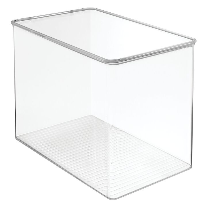 mDesign Tall Plastic Stackable Toy Storage Organizer Box with Hinge Lid - Clear