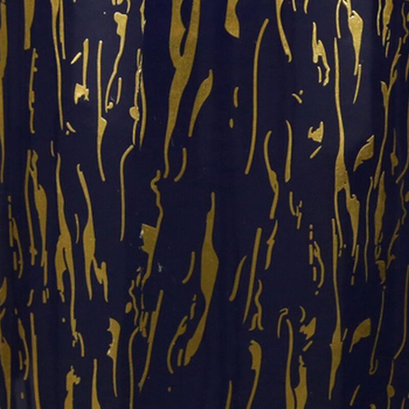 Jar with Lid Closure and Abstract Line Pattern, Gold - Benzara image number 3