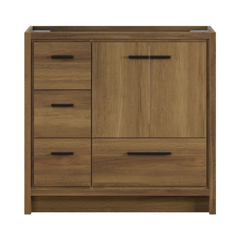 Virage 36" Freestanding Bathroom Vanity in Brown Oak without Sink Top image number 0