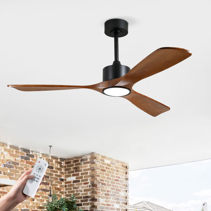 ELEMENT ACE 52 Inch 3 Rod Ceiling Fan with Dimmable LED Light Kit, 6 Speed Reversible Quiet DC Motor, Remote Control for Patio Living Room Bedroom Office Indoor Use image number 1