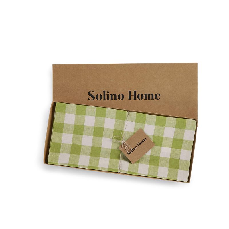 Solino Home 100% Pure Linen Table Runner - Morgan Check