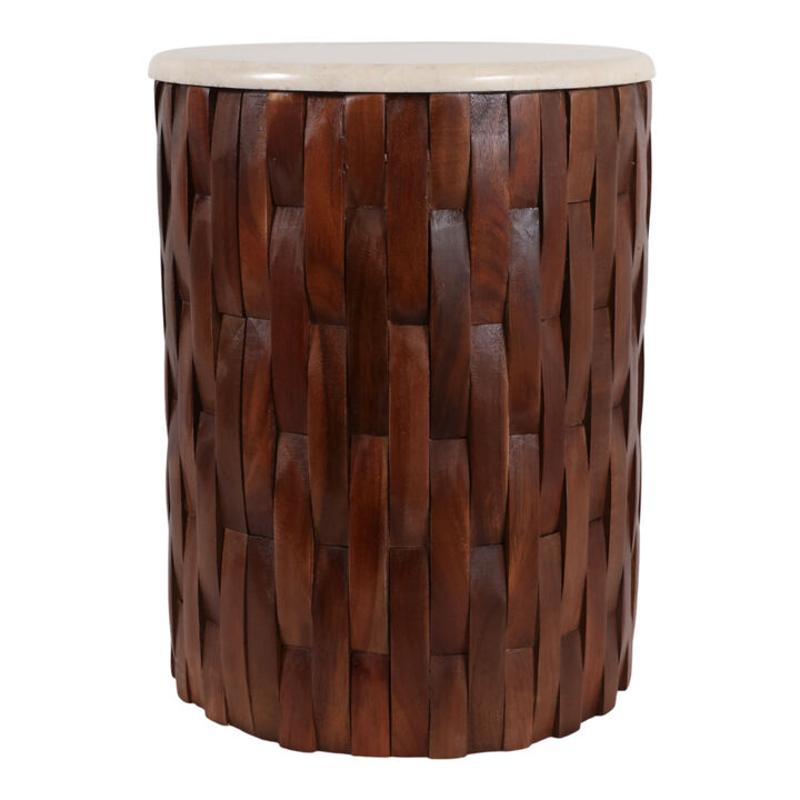 Davinwell Woven Teak Base Accent Table