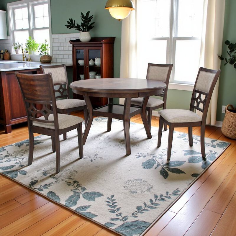 Cherry Round Dining Table Set for 4 &ndash; Kitchen Table and Chairs Set image number 2