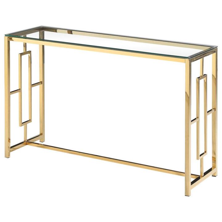 Best Master Furniture Best Master Stainless Steel and Glass Console Table in Clear/Gold Base