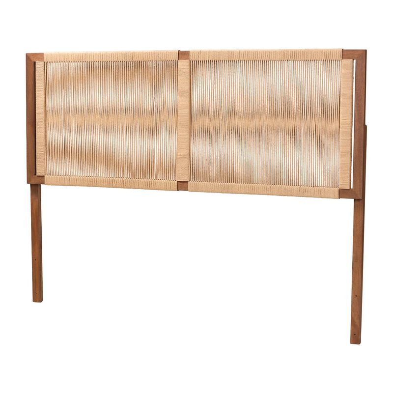 bali & pari Holitz Natural Rope Woven Headboard - Mountable Bed Backboard with Bayur Wood Frame, Modern Boho Accent for Bedroom Decor, King