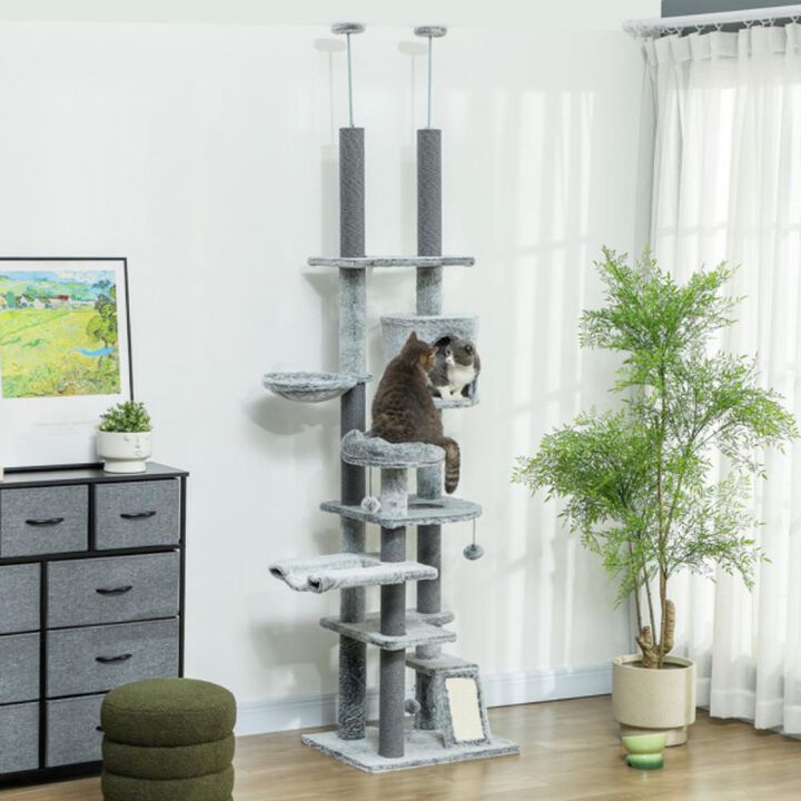 Multi-Level Cat Tower with Scratching Posts, Condos, and Hammocks for Play, Climb, and Rest