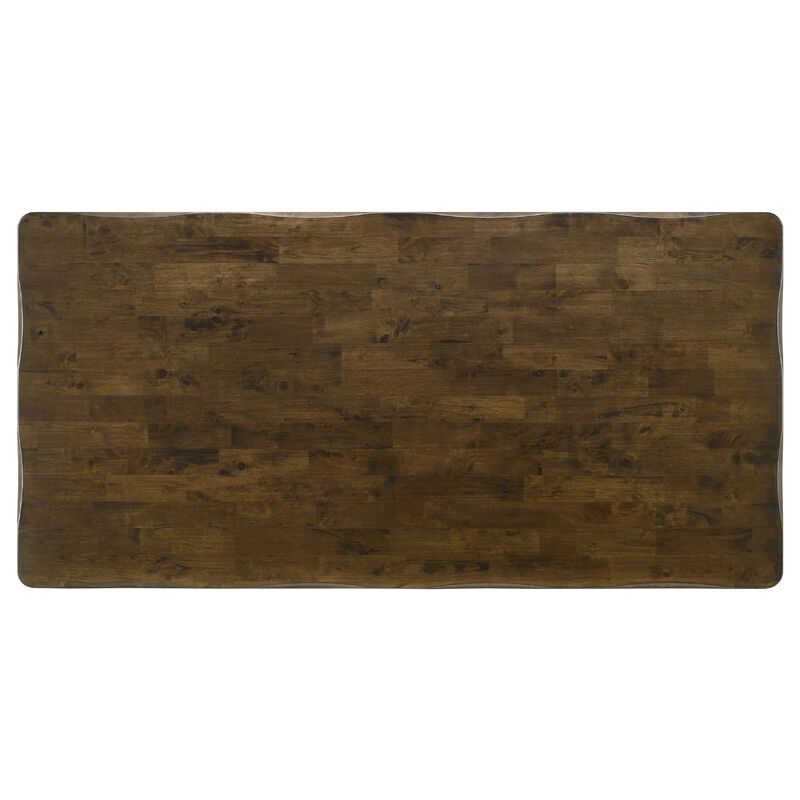 Siny 5pc Dining Table Set, Nutmeg Brown Finish, 4 Padded Side Chairs - Benzara