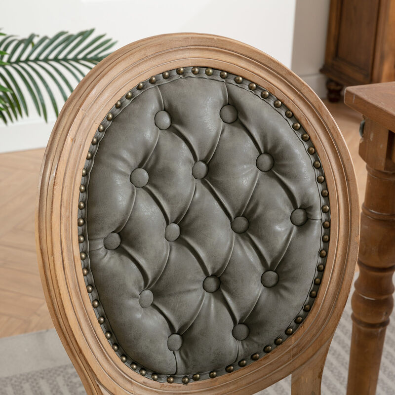 TATEUS Solid Wood PU artificial leather Dining Chair,Set of 2