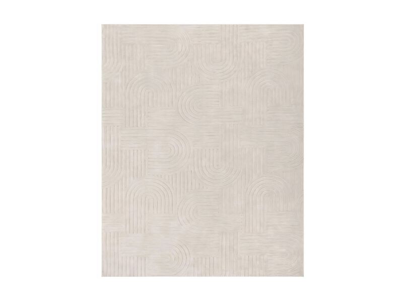 Beige Geometric Area Rug 8x10 Washable Non Slip Scandinavian Carpet image number 0