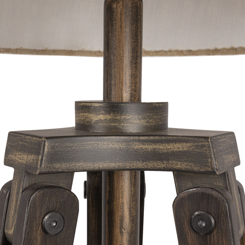 Mariner Wood Tripod Lamp for Room, Brown and Natural image number 5